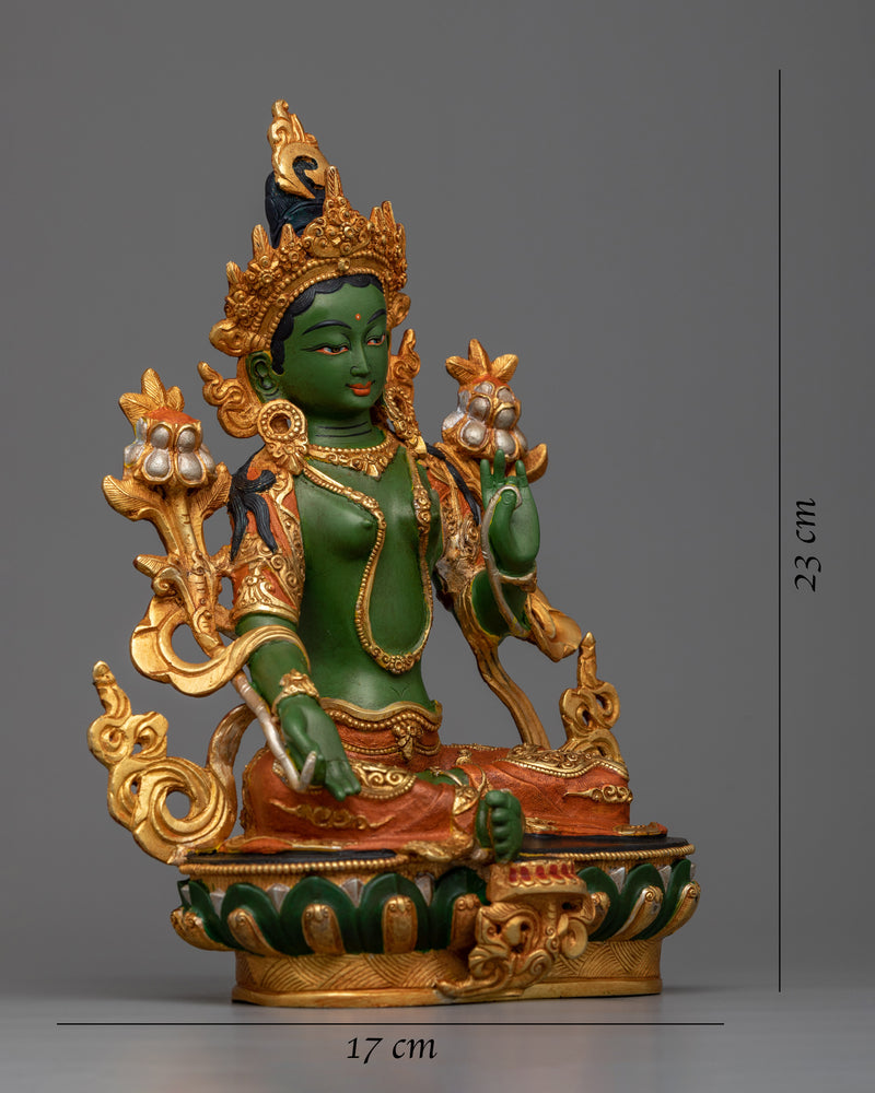 23cm Green Tara Statue 