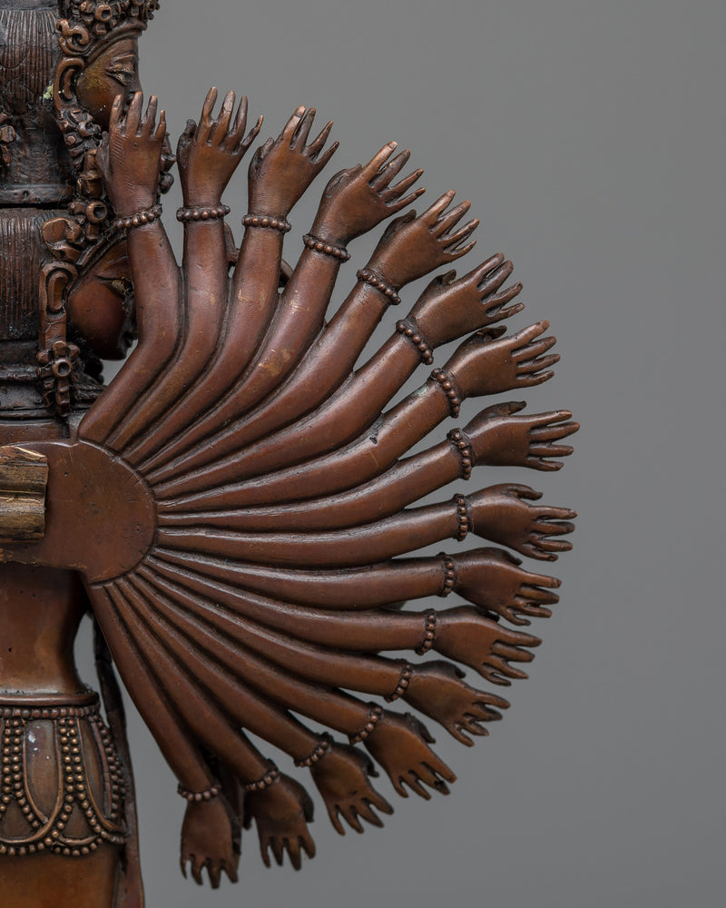1000 Arm Chenrezig Sculpture | Handmade in Copper Compassionate Bodhisattva
