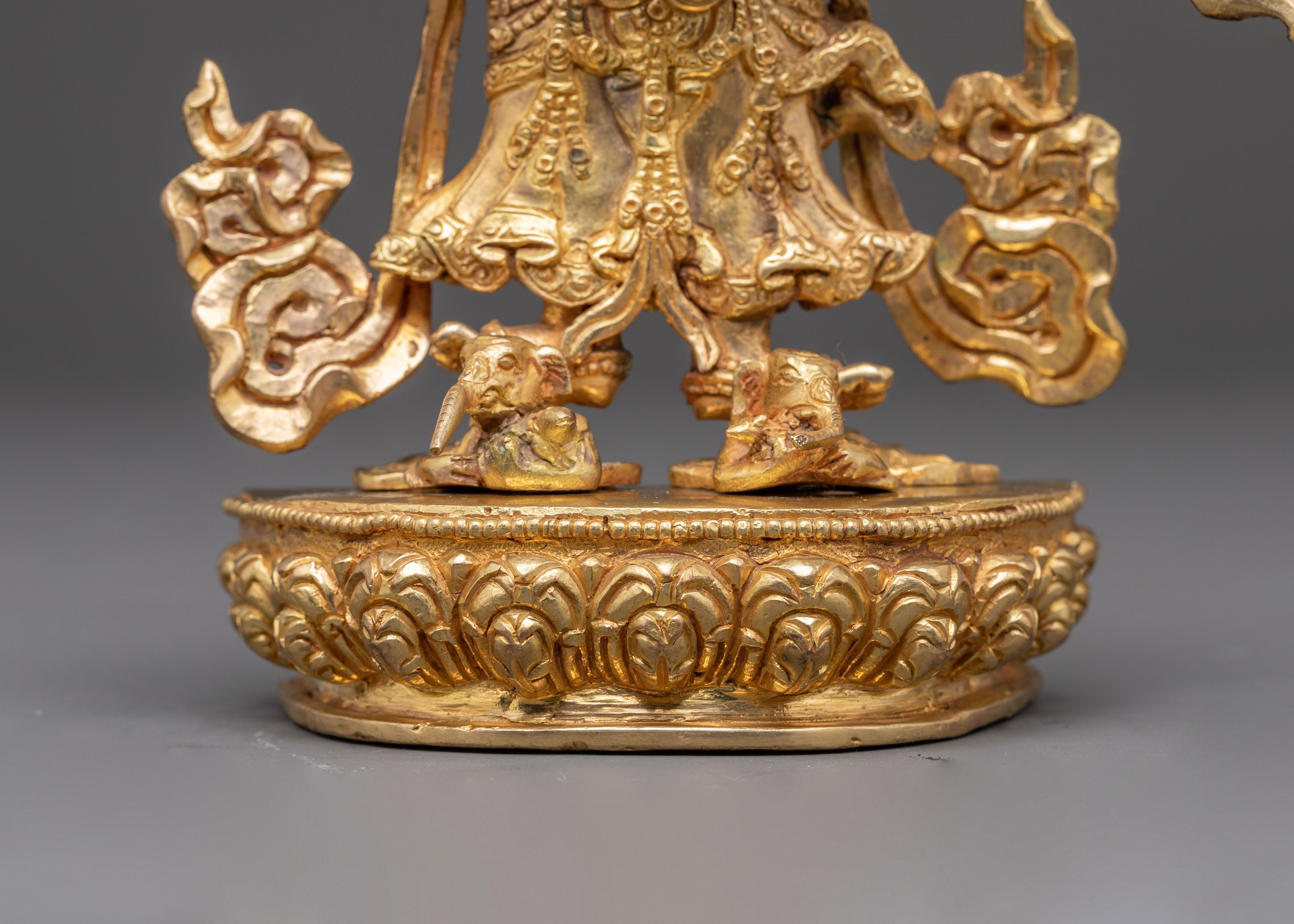 Fierce Protector Deity White Mahakala Statue | Guardian of Dharma