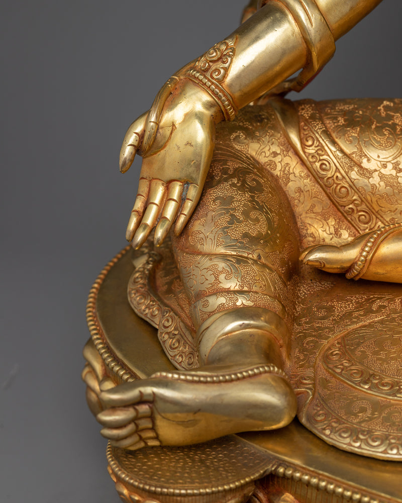 Large Green Tara Statue | Handmade 24k Gold Gilded Artwork