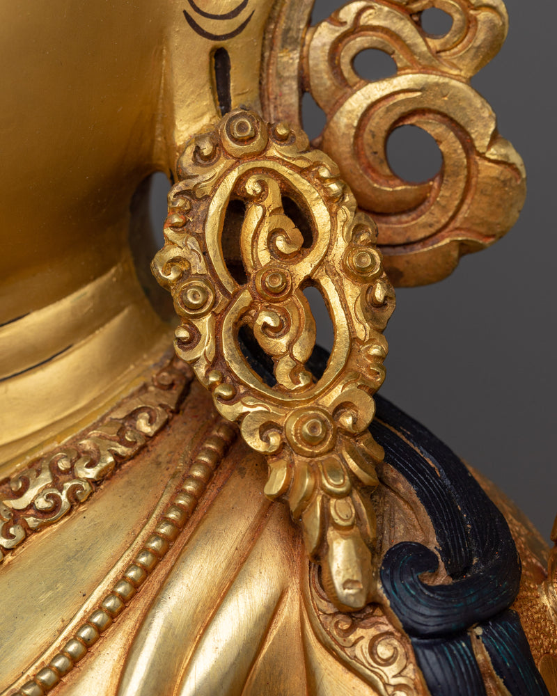 Large Green Tara Statue | Handmade 24k Gold Gilded Artwork