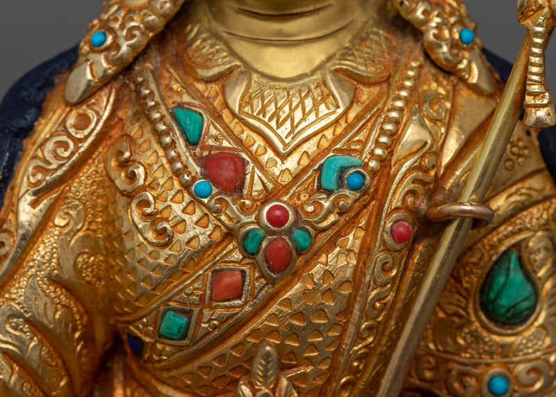 Radiant Guru Rinpoche: Meditation Masterpiece | 24k Gold Gilded Sculpture