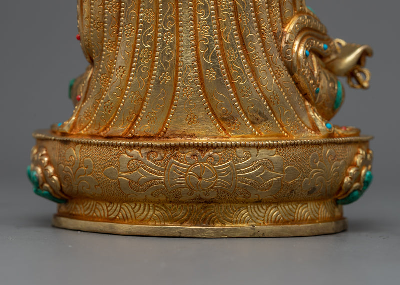 Radiant Guru Rinpoche: Meditation Masterpiece | 24k Gold Gilded Sculpture