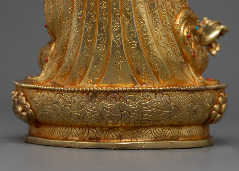 Enigmatic Guru Rinpoche Art | Spiritual Elegance Gold Gilded Statue