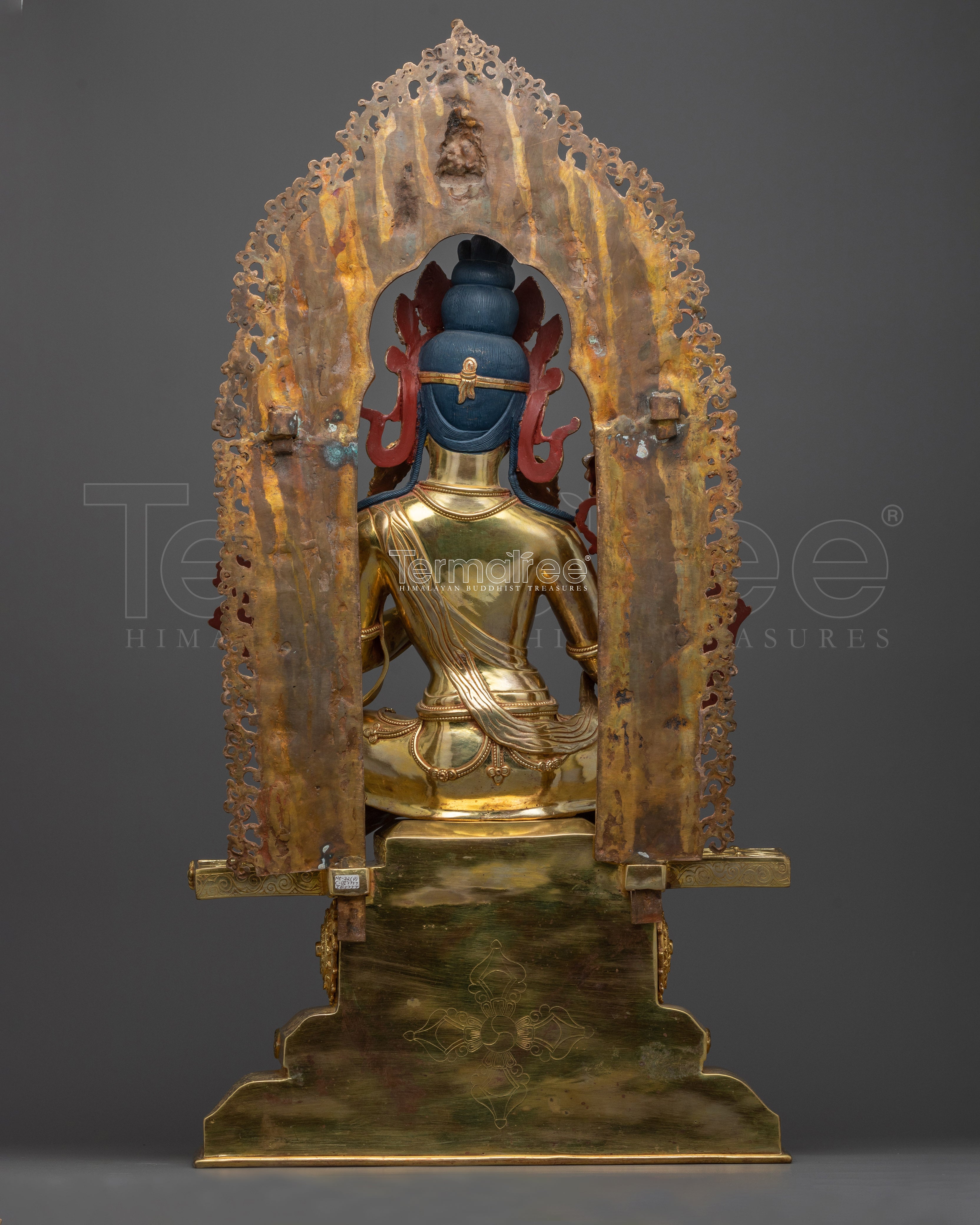 Green Tara on Throne Statue | Hand-Carved Buddhist Sculpture