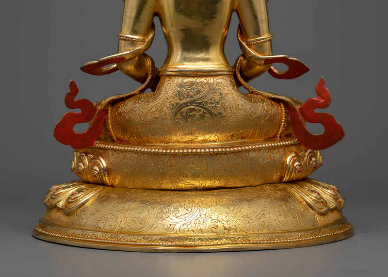 Gold Plated Amitayus Buddha Statue | Handmade in Nepal