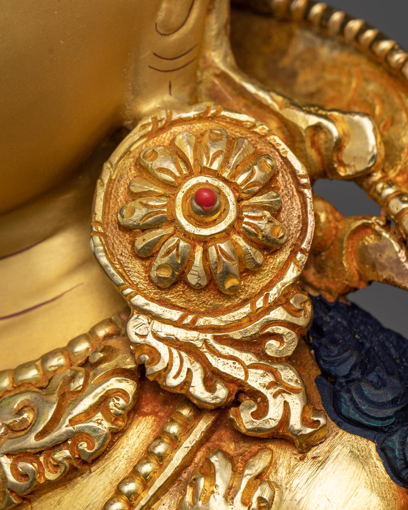 Gold Plated Chenrezig Statue | Handmade Figure of Compassionate Bodhisattva