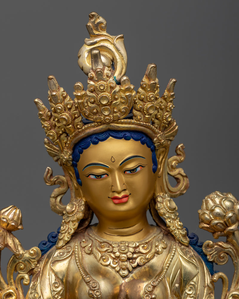 Green Tara Statue for Altar | Companionate Deity, Female Buddha