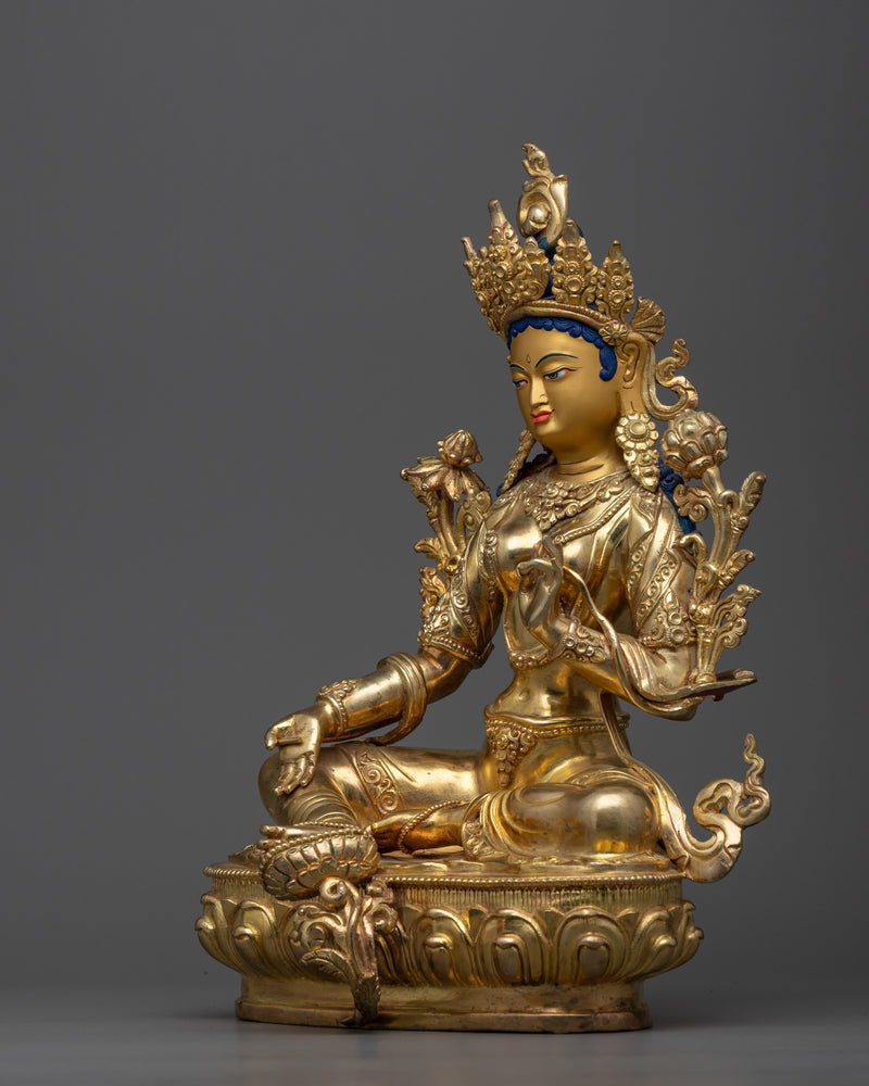 Green Tara Statue for Altar | Companionate Deity, Female Buddha