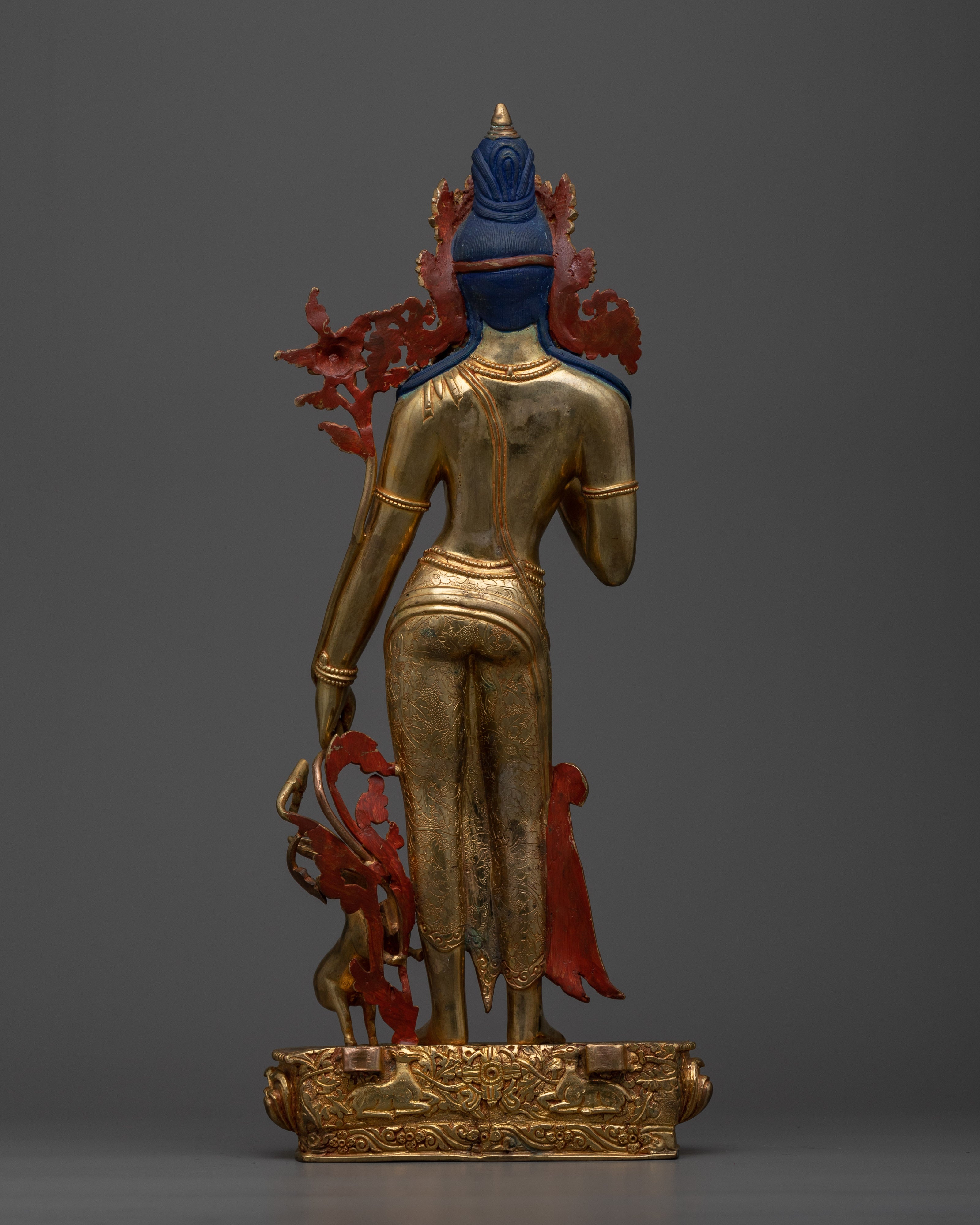 Standing Chenrezig Gold Statue | 24k Gold Gilded Fine Asian Art