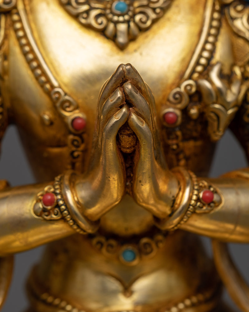 Celestial Chenrezig on Throne | A Beacon of Compassion and Grace