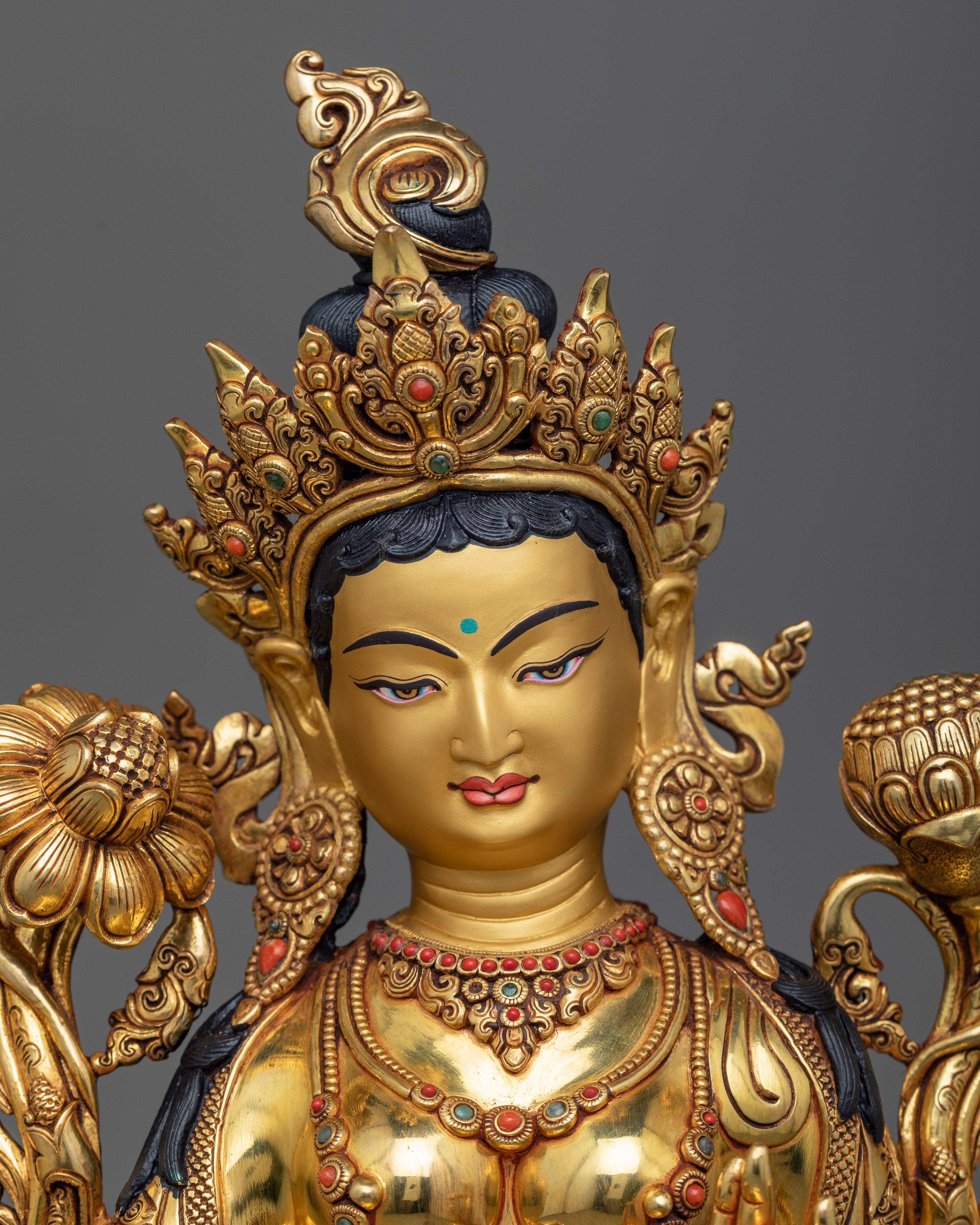 Premium Quality Green Tara Statue | 14.5 Inch Beautiful Sculpture of Mother Tara