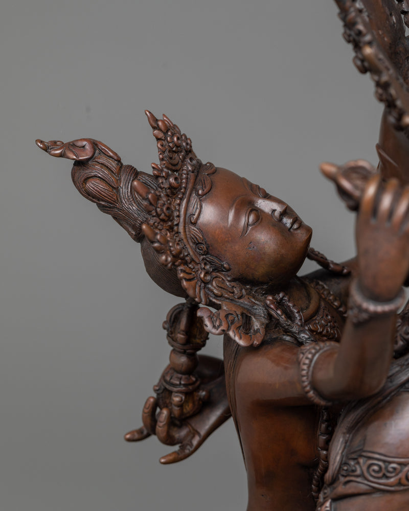 Harmonious Vajrasattva with Consort Sculpture | Nepalese Oxidized Copper Artwork