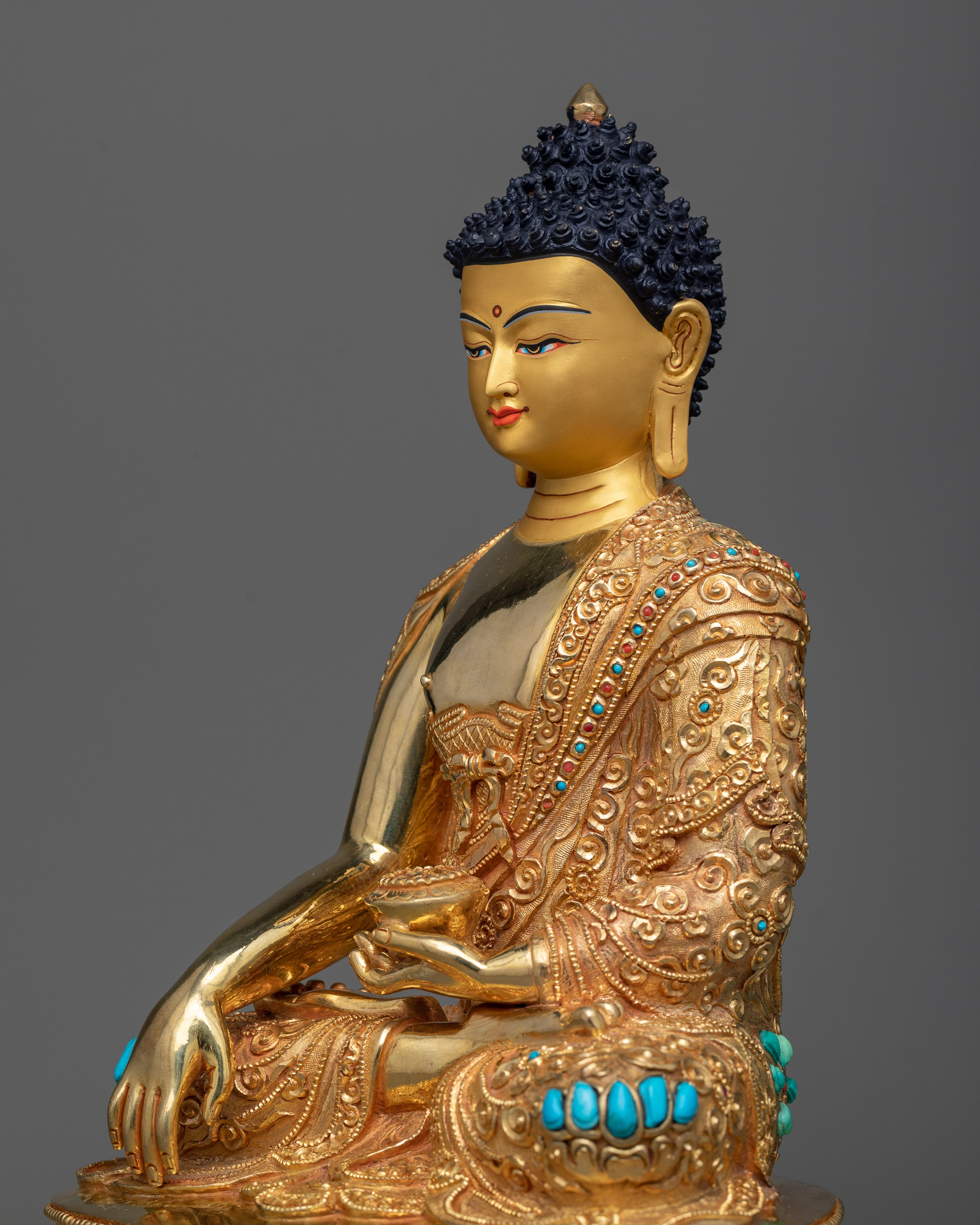 Elegant Shakyamuni Statue for Shrine Decor | Spiritual Sculpture of Lord Gautam Buddha