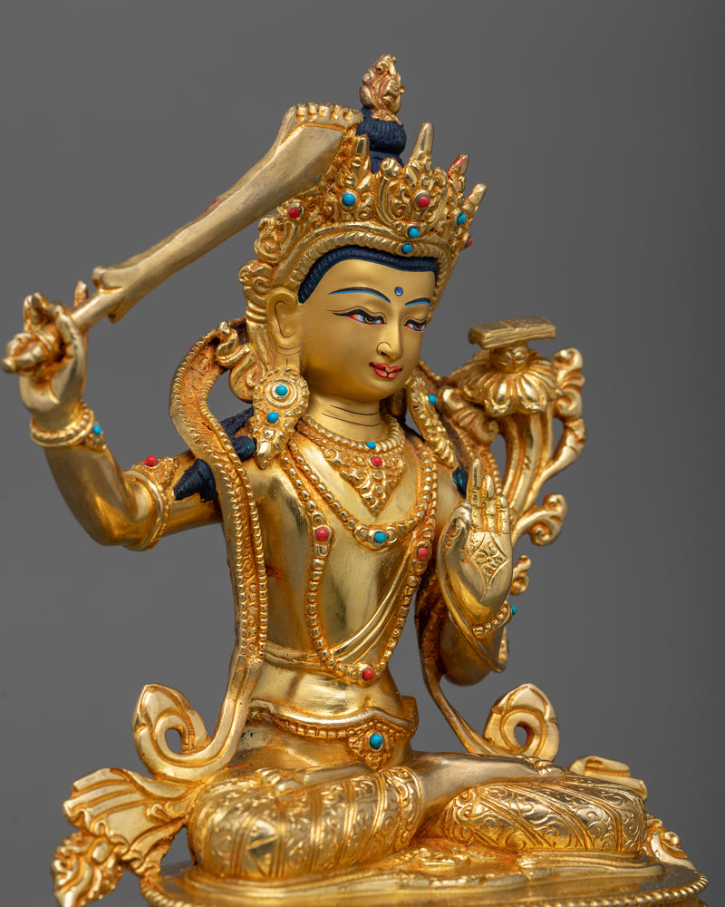 Manjushree Statue | Handmade Sculpture of Boddhisattva Wisdom Deity