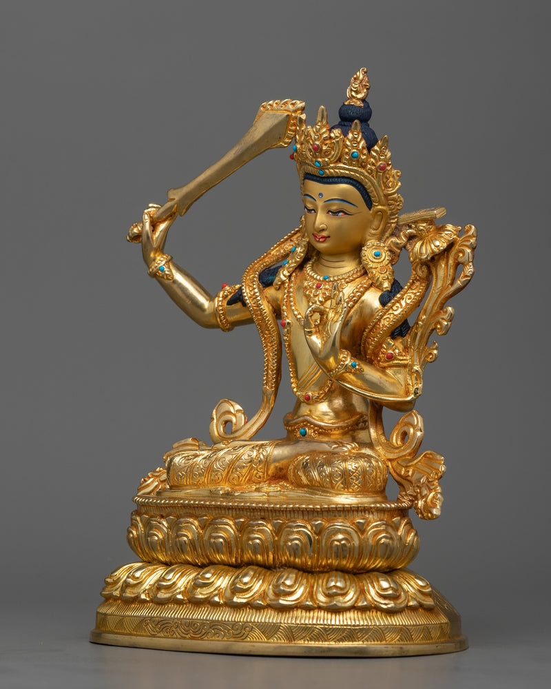 Manjushree Statue | Handmade Sculpture of Boddhisattva Wisdom Deity