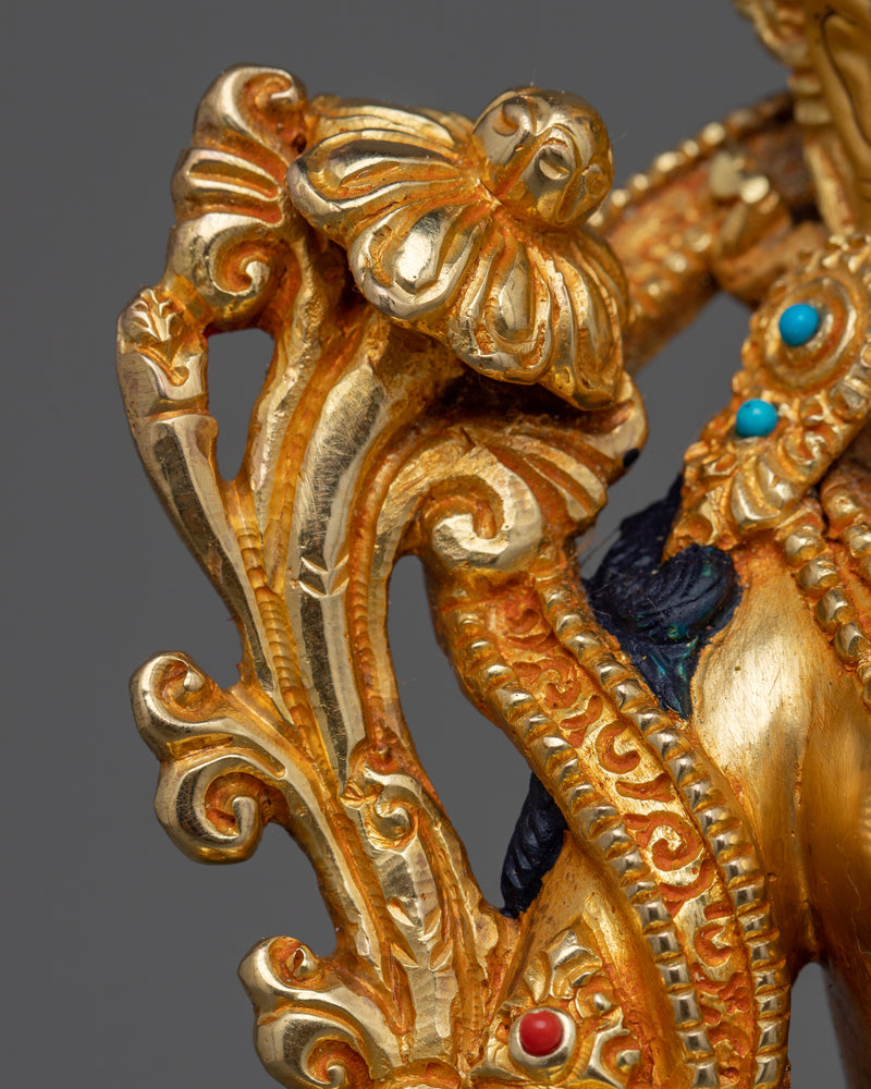 Female Goddess White Tara Statue | Gold Gilded Healing Deity Sculpture