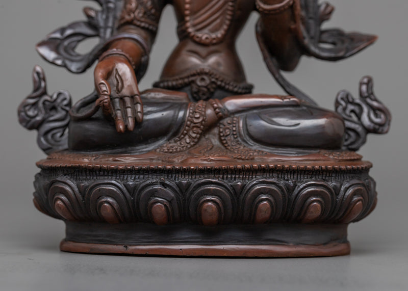 White Tara 8 Inch Statue | Handmade Copper Figurine