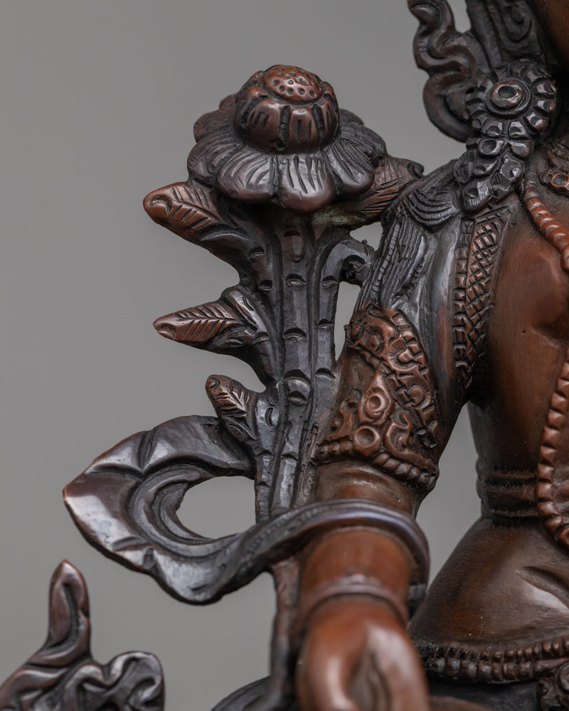 White Tara 8 Inch Statue | Handmade Copper Figurine
