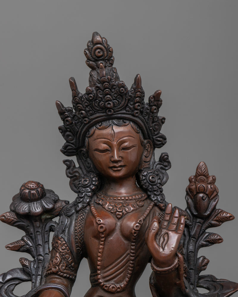White Tara 8 Inch Statue | Handmade Copper Figurine