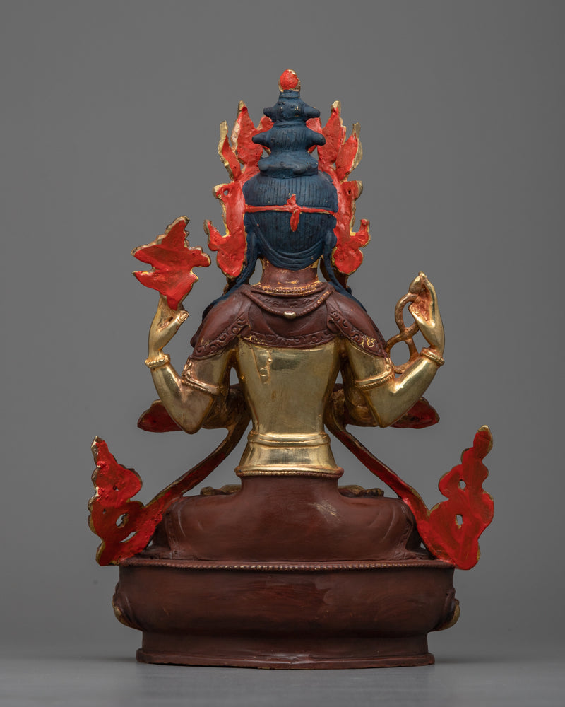 Gold Gilded Chenrezi Statue | Immerse in Boundless Love