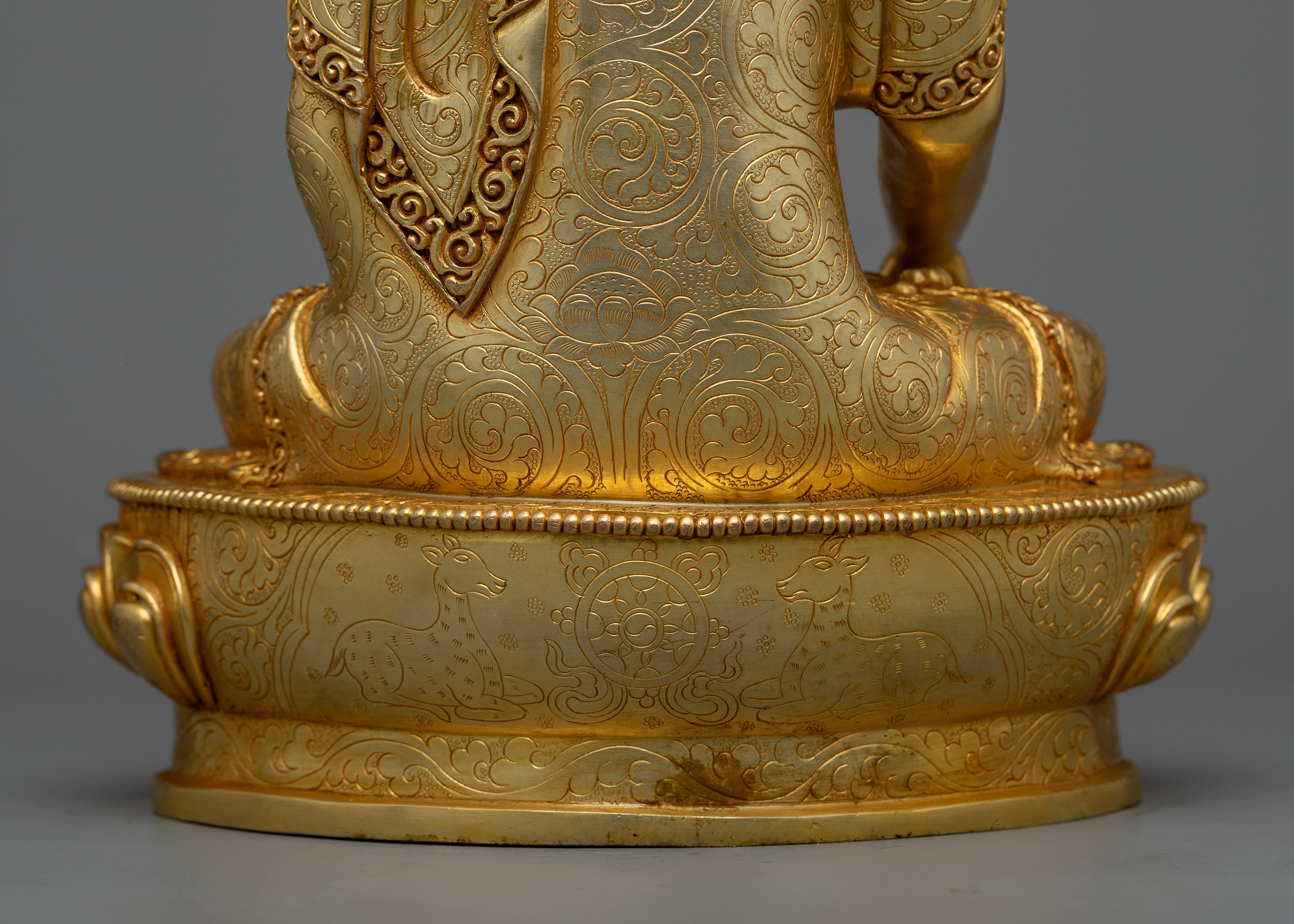 Shakyamuni Buddha Statue Made by Carving | Bright 24k Gold Electro Plated