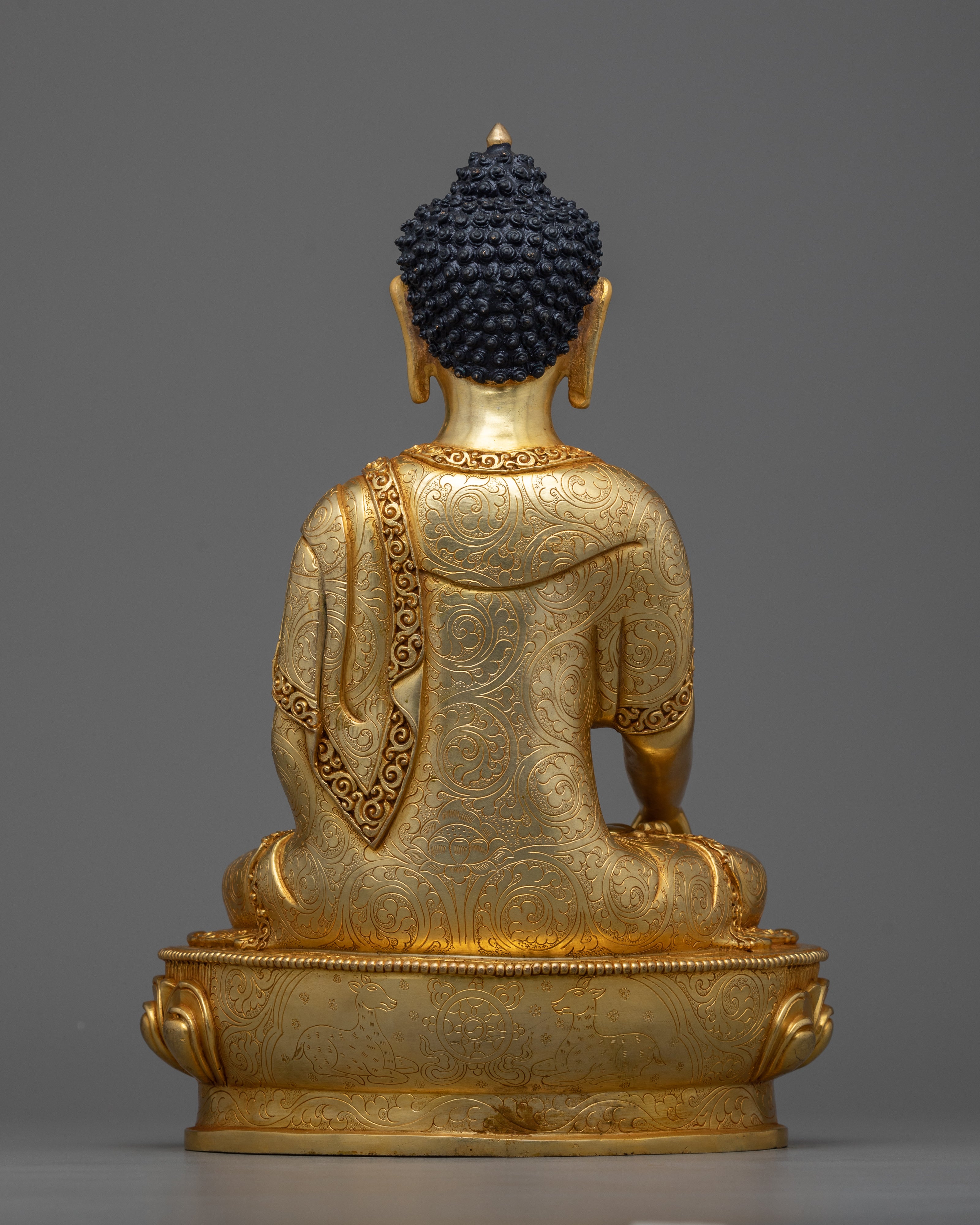 Shakyamuni Buddha Statue Made by Carving | Bright 24k Gold Electro Plated