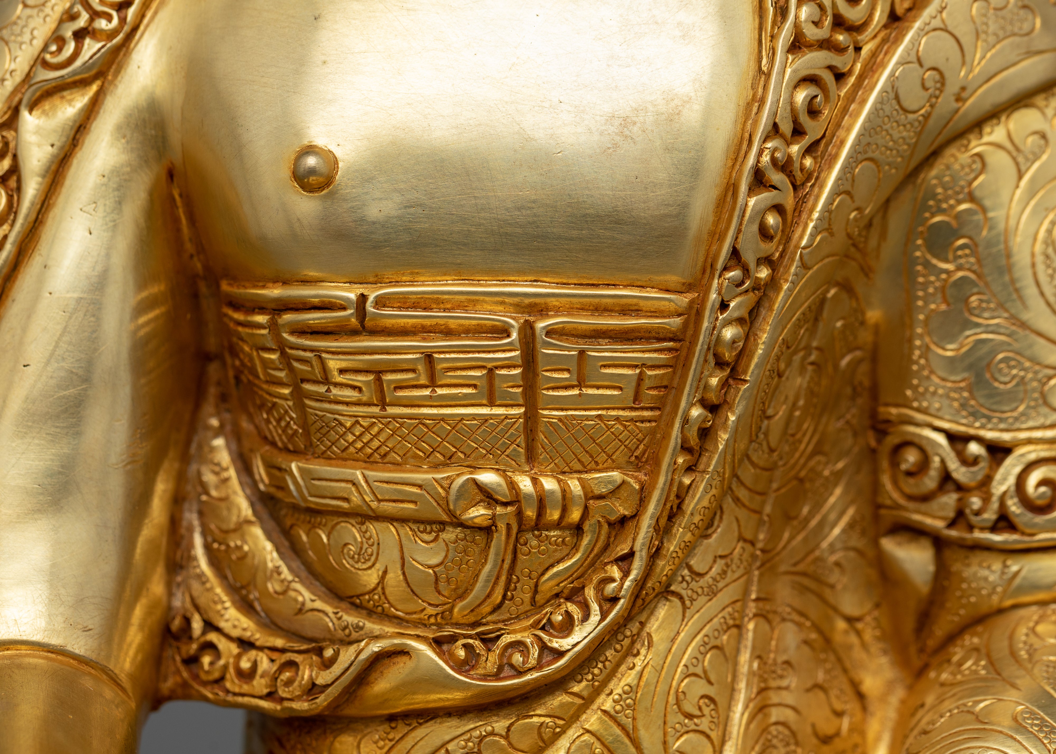 Shakyamuni Buddha Statue Made by Carving | Bright 24k Gold Electro Plated