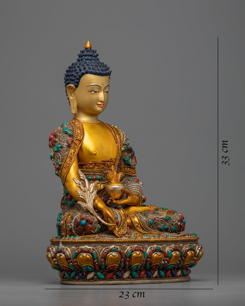 Medicine Buddha Hand-Carved Statue