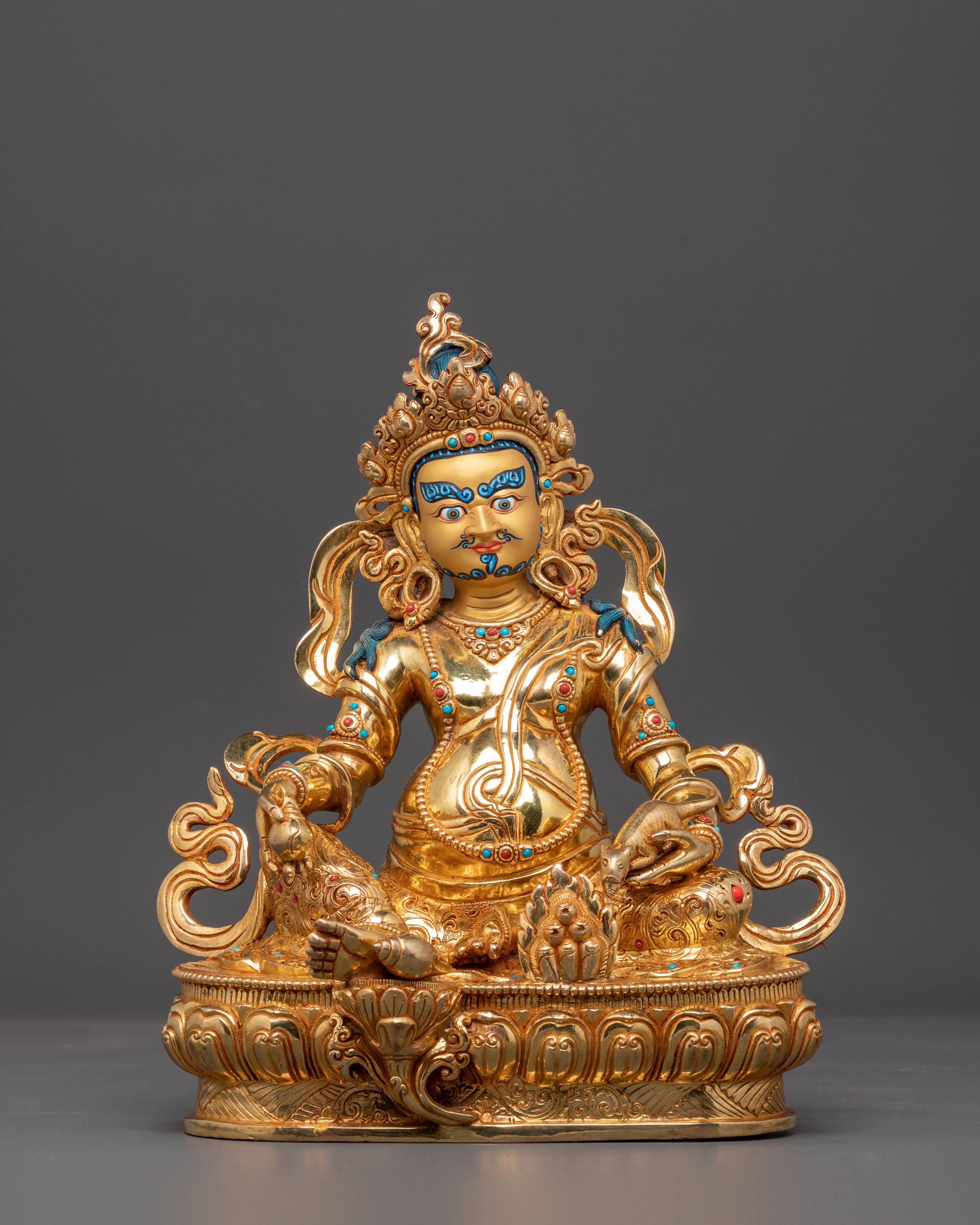 Dzambhala Fortune Icon Tibetan Artwork | Wealth Deity Sculpture