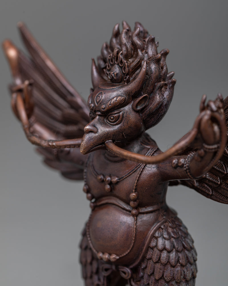 Small Garuda Statue | Machine Sculpted Miniature Copper Eagle like Bird