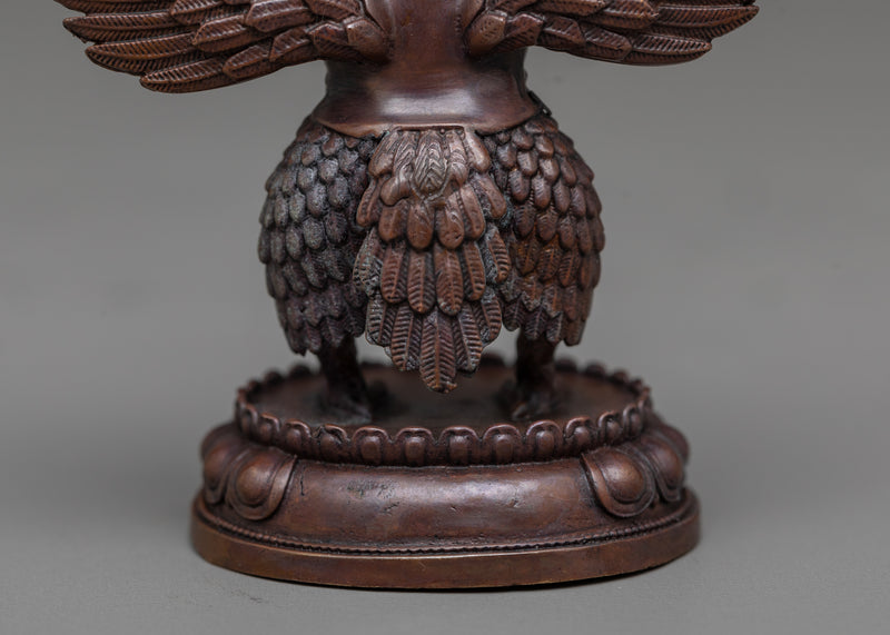 Small Garuda Statue | Machine Sculpted Miniature Copper Eagle like Bird