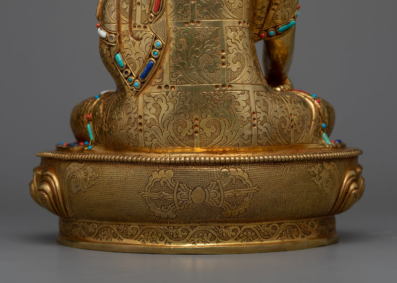 Blessed One Shakyamuni Buddha's Statue | The Awakened One | 24k Gold Gilded