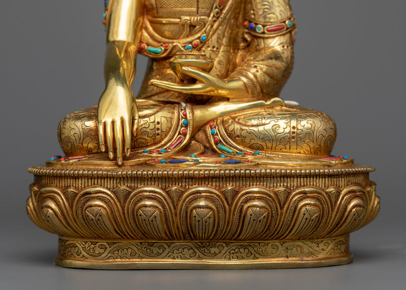 Blessed One Shakyamuni Buddha's Statue | The Awakened One | 24k Gold Gilded