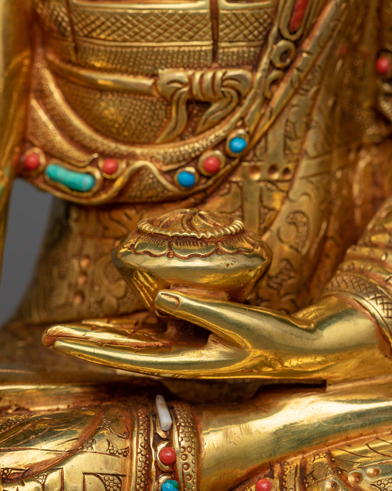 Blessed One Shakyamuni Buddha's Statue | The Awakened One | 24k Gold Gilded