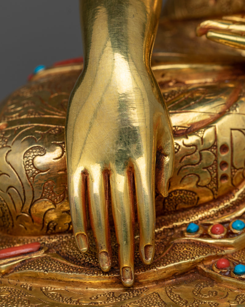 Blessed One Shakyamuni Buddha's Statue | The Awakened One | 24k Gold Gilded