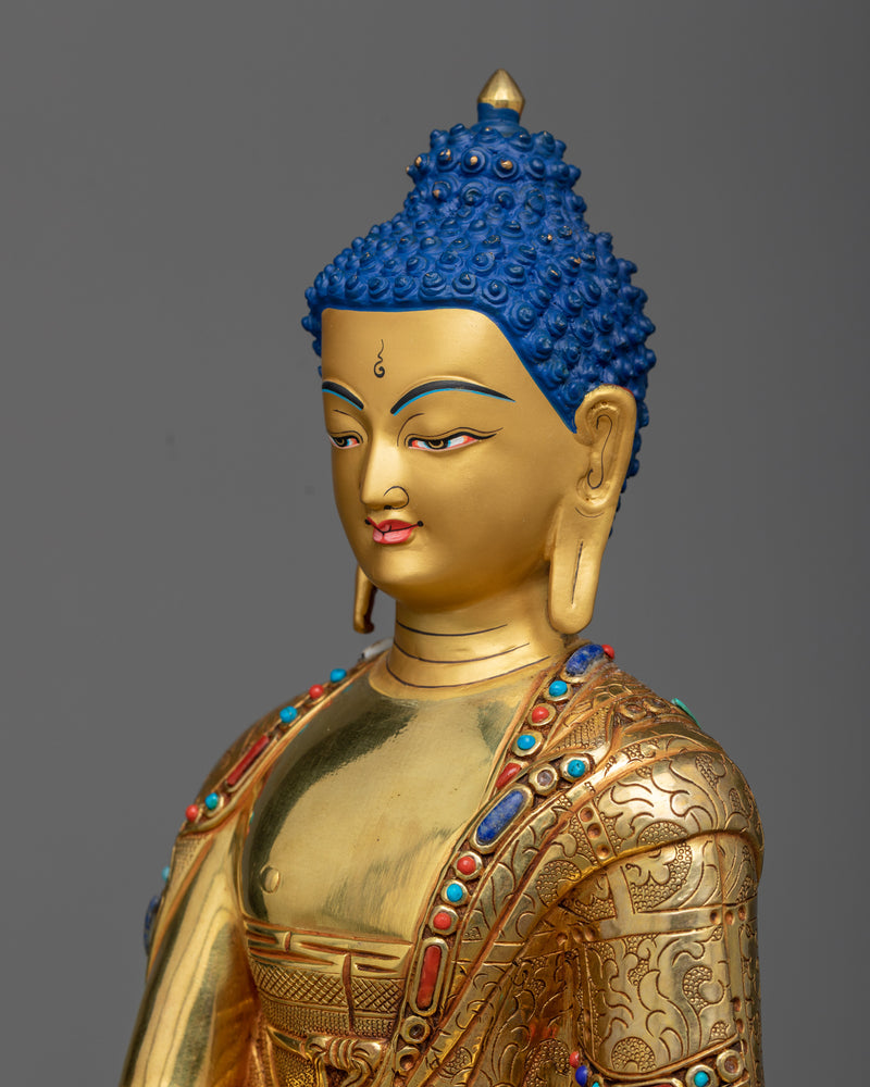 Blessed One Shakyamuni Buddha's Statue | The Awakened One | 24k Gold Gilded