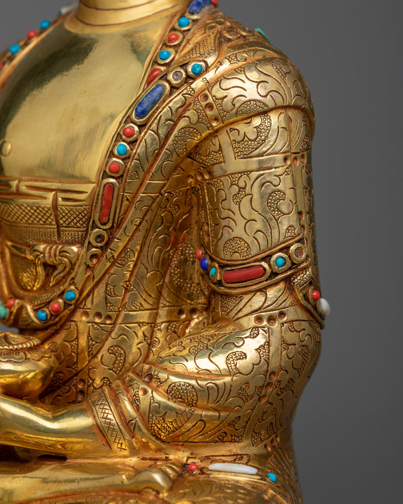 Blessed One Shakyamuni Buddha's Statue | The Awakened One | 24k Gold Gilded