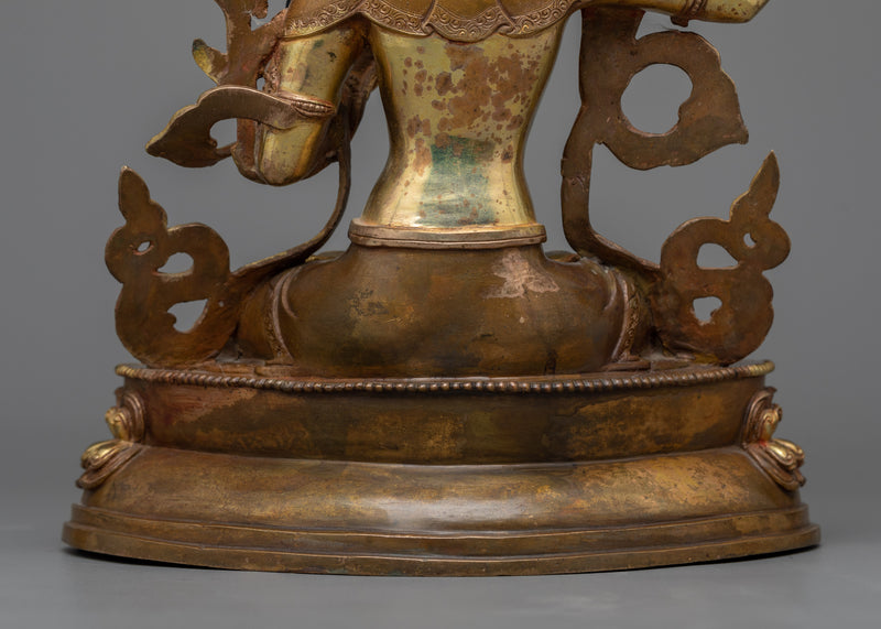 Manjushri Bodhisattva of Wisdom Sculpture | Golden Beacon of Enlightened Insight