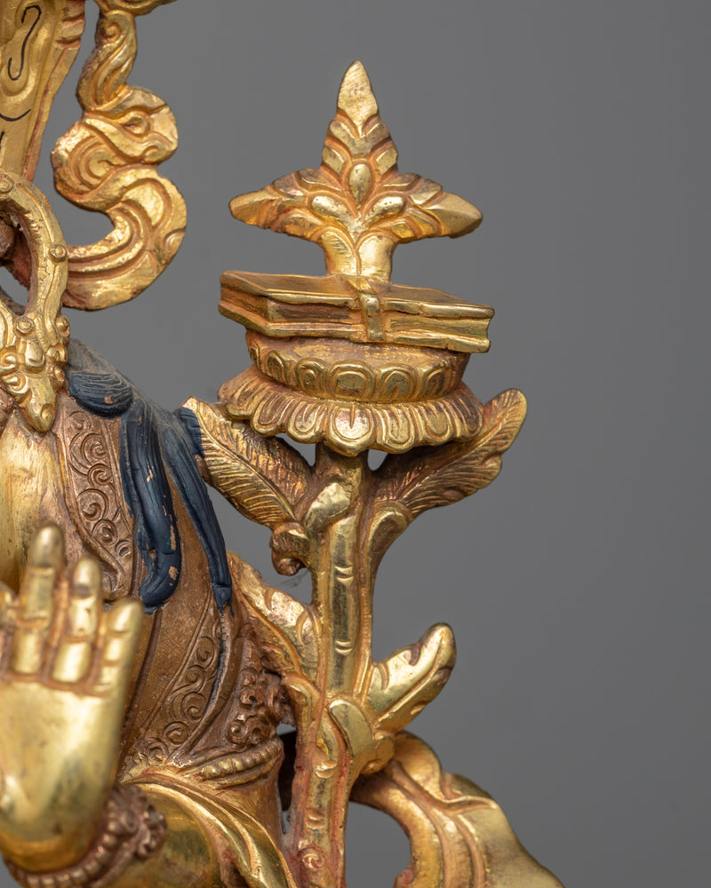 Manjushri Bodhisattva of Wisdom Sculpture | Golden Beacon of Enlightened Insight
