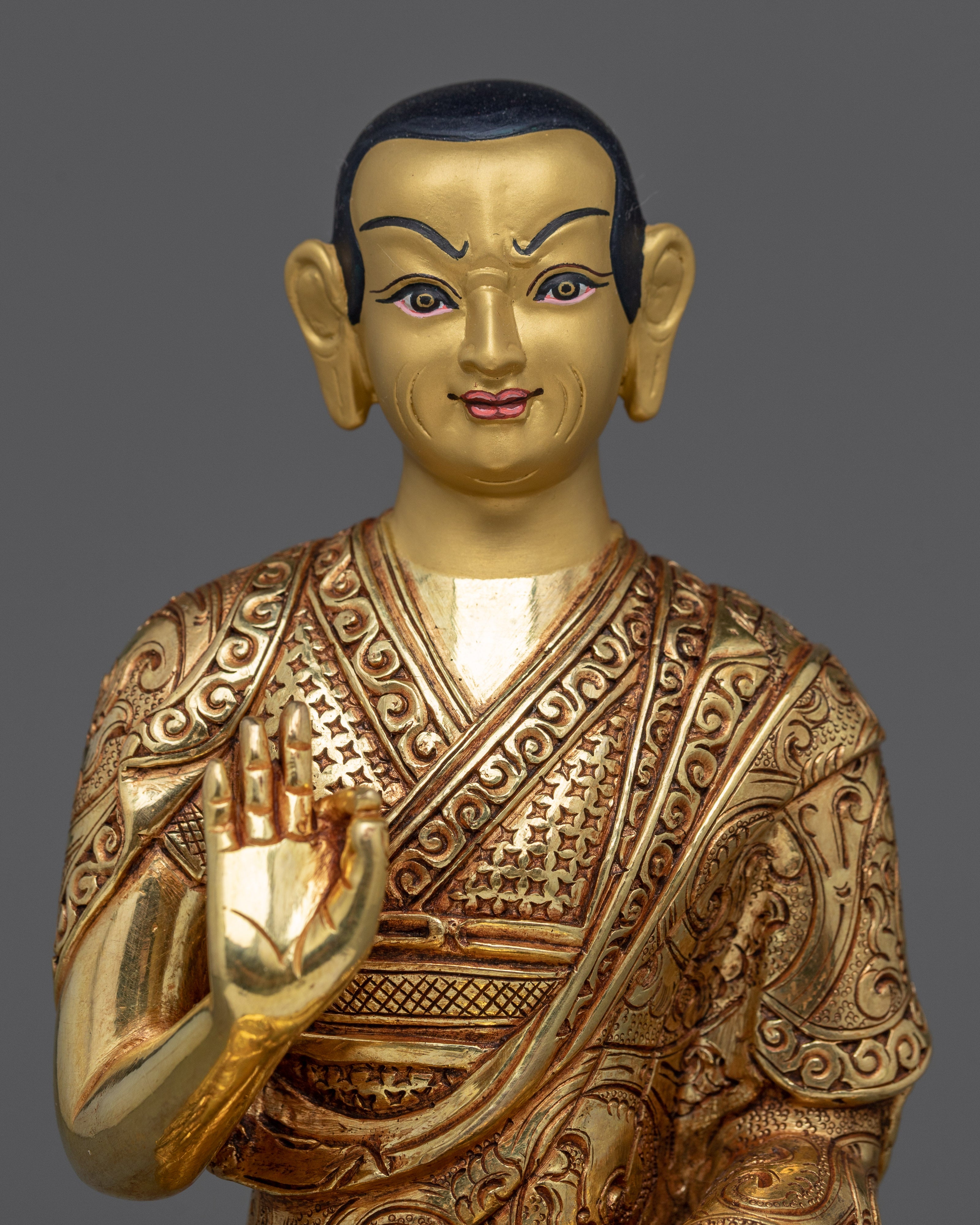 Tsongkapa & His Main Disciples Statue Set | Himalayan Gold Gilded Art