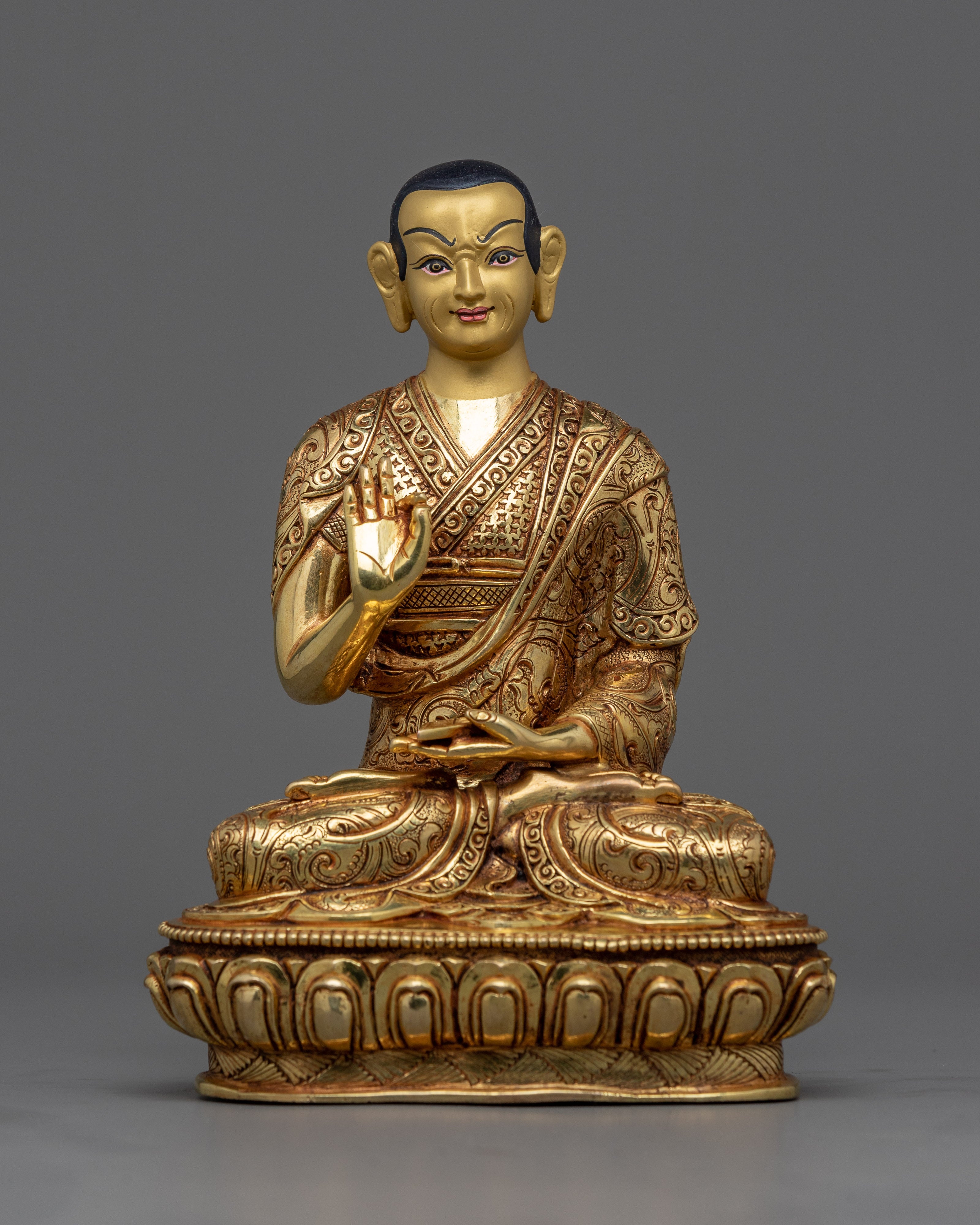Tsongkapa & His Main Disciples Statue Set | Himalayan Gold Gilded Art