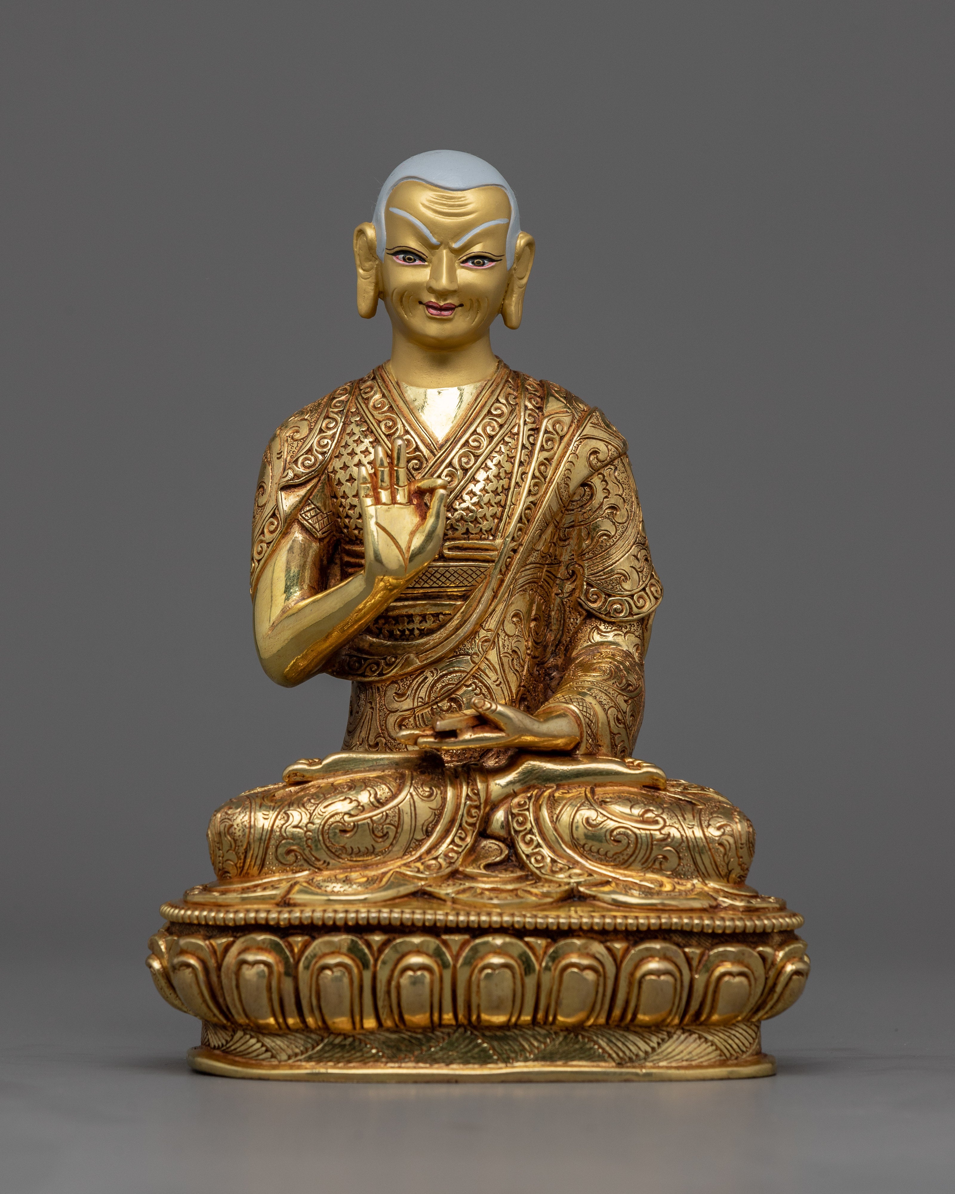 Tsongkapa & His Main Disciples Statue Set | Himalayan Gold Gilded Art