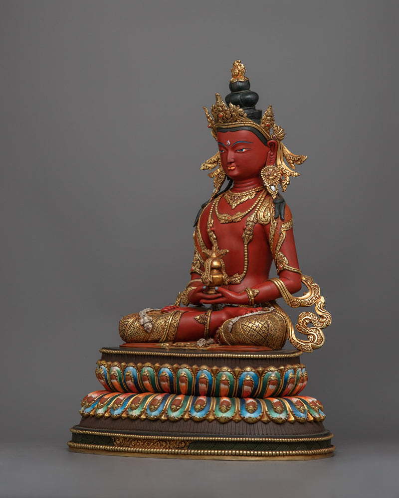 red amitayus-buddha-statue