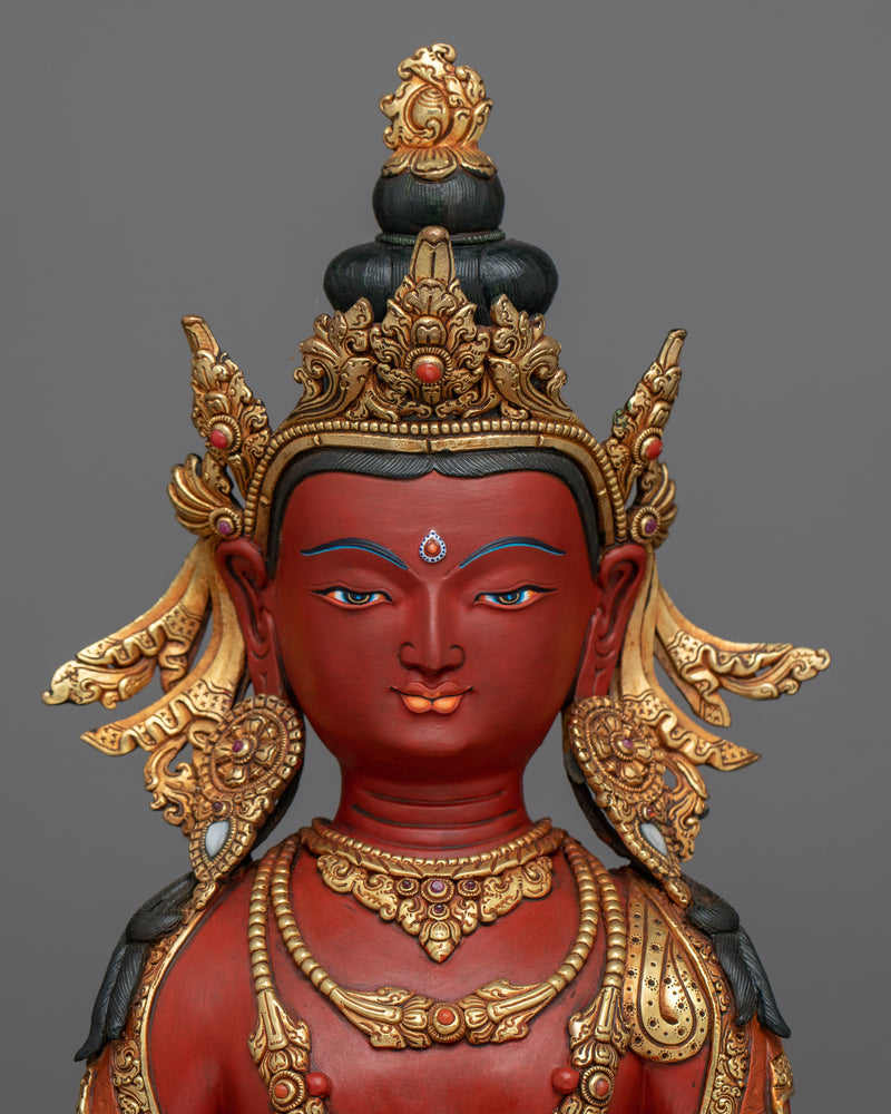 red amitayus-buddha-statue