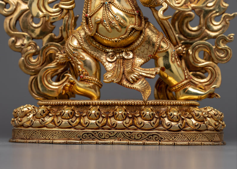 Vajrapani Bodhisattva Statue | Majestic Gold Gilded Shrine Sculpture