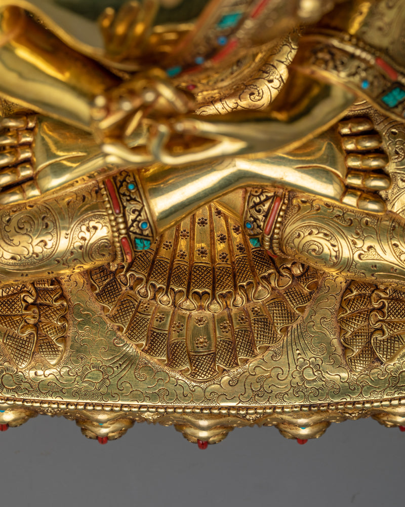 Vairocana Buddha - The Illuminator Statue | Triple Layers Gold Gilded Sculpture