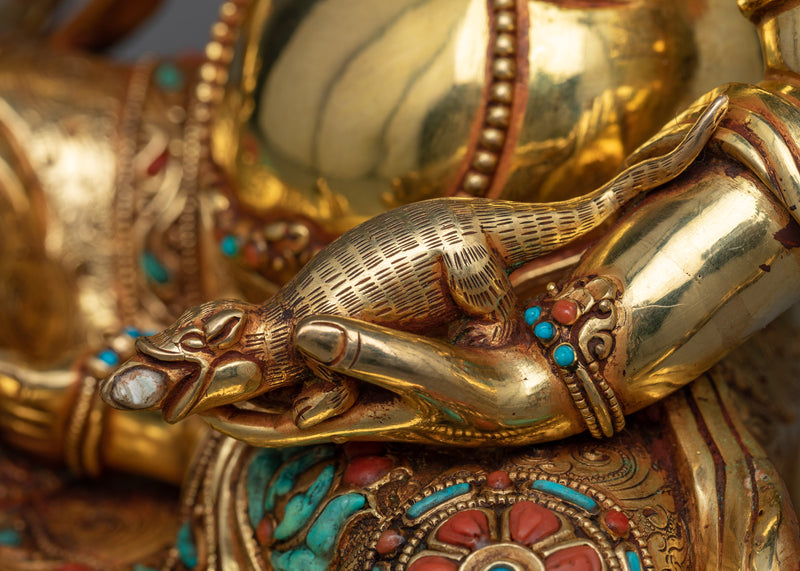 Premium Yellow Zambala Statue | 24k Gold Gilded Master Piece