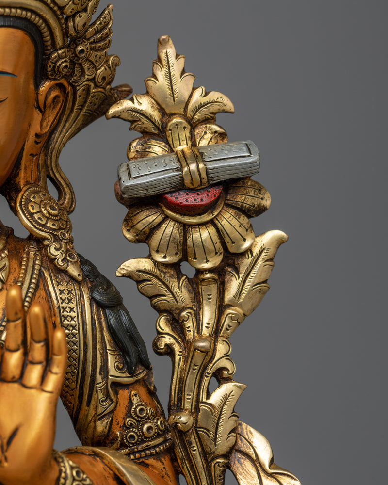 Radiant Manjushri God Statue | Wisdom's Golden Effigy