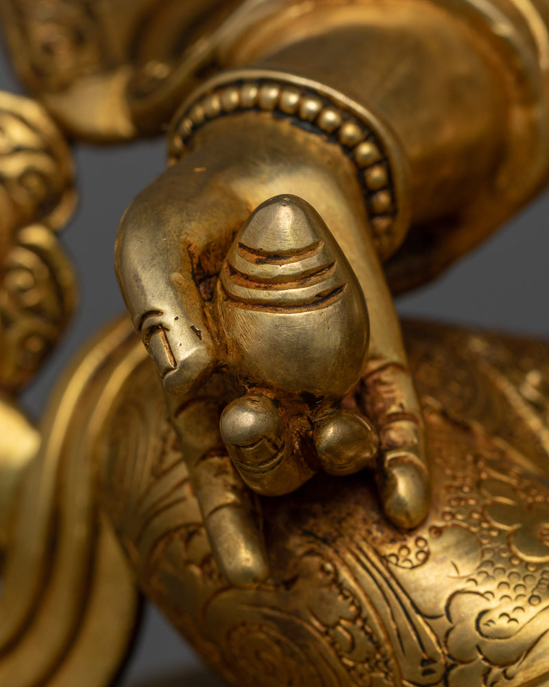 Guru Dzambhala Mantra Fillable Sculpture | Golden Guardian of Wealth